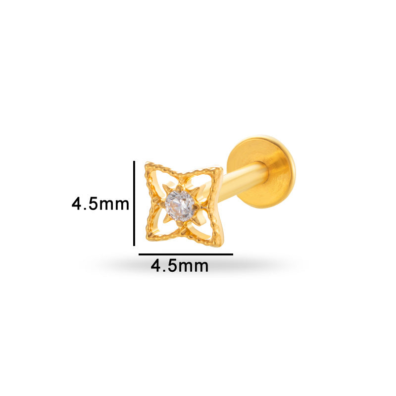 G23/F136 Titanium Zircon Lip & Cartilage Piercing Jewelry | Internally Threaded Studs | Fashionable & Hypoallergenic