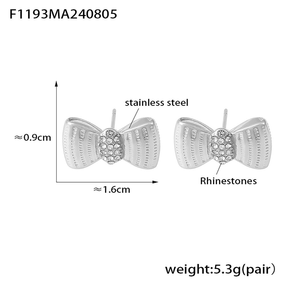 Stainless Steel Butterfly Earrings Rhinestone & Glass Stone Fashion Earrings