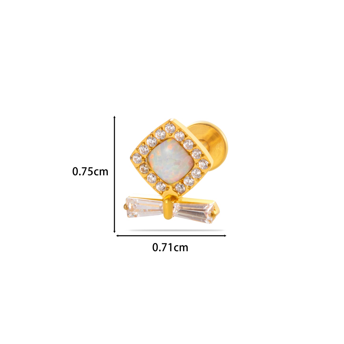 F136 Titanium Butterfly Star Moon Lip & Cartilage Stud with CZ | Internally Threaded