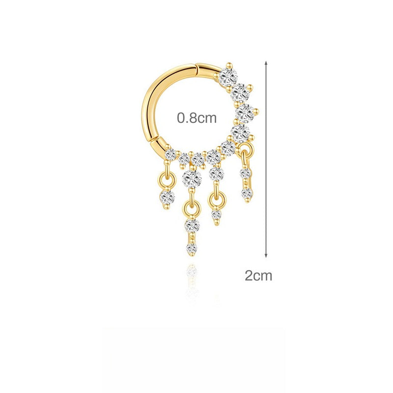 ASTM F136 Zircon Classic Tassel drop pendant Nose ring Clicker Ear Daith Piercing