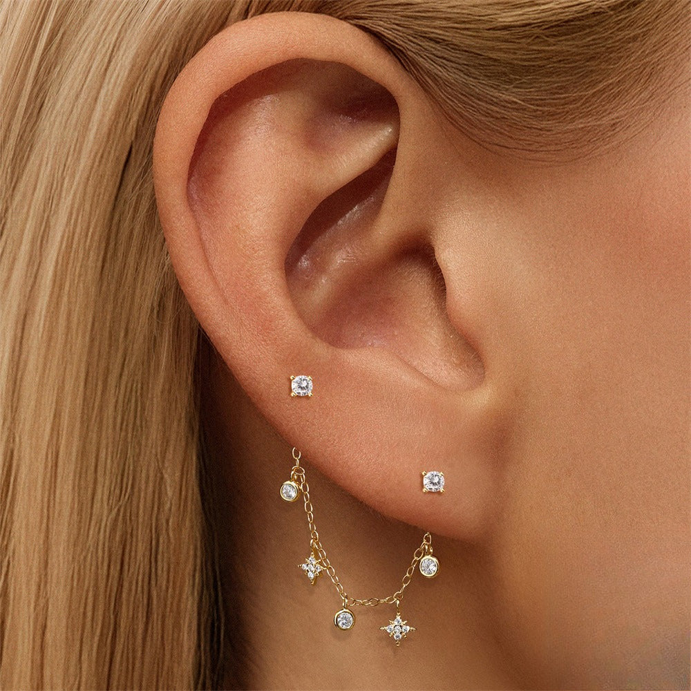 ASTM F136 Moissanite Tassel Pendant Cartilage Chain Piercing Earrings accessories