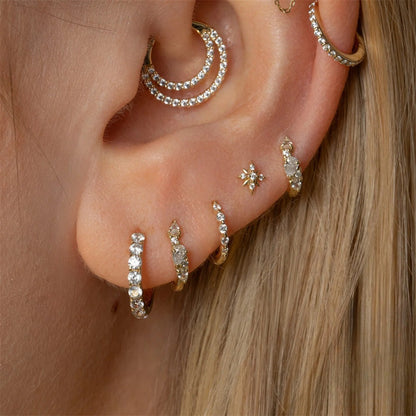 ASTM F136 Multi-Layer pendant zircon heart shape flatback ear Piercing Earring stud