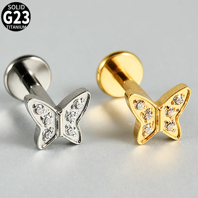G23 Mulit Little Stone Butterfly Threadless Flatback Labret Ear Piercing