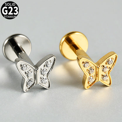 G23 Mulit Little Stone Butterfly Threadless Flatback Labret Ear Piercing