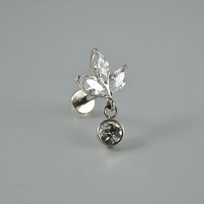 F136/G23 Three leaf pendant Drop Threadless Flatback Ear stud Tragus Labret