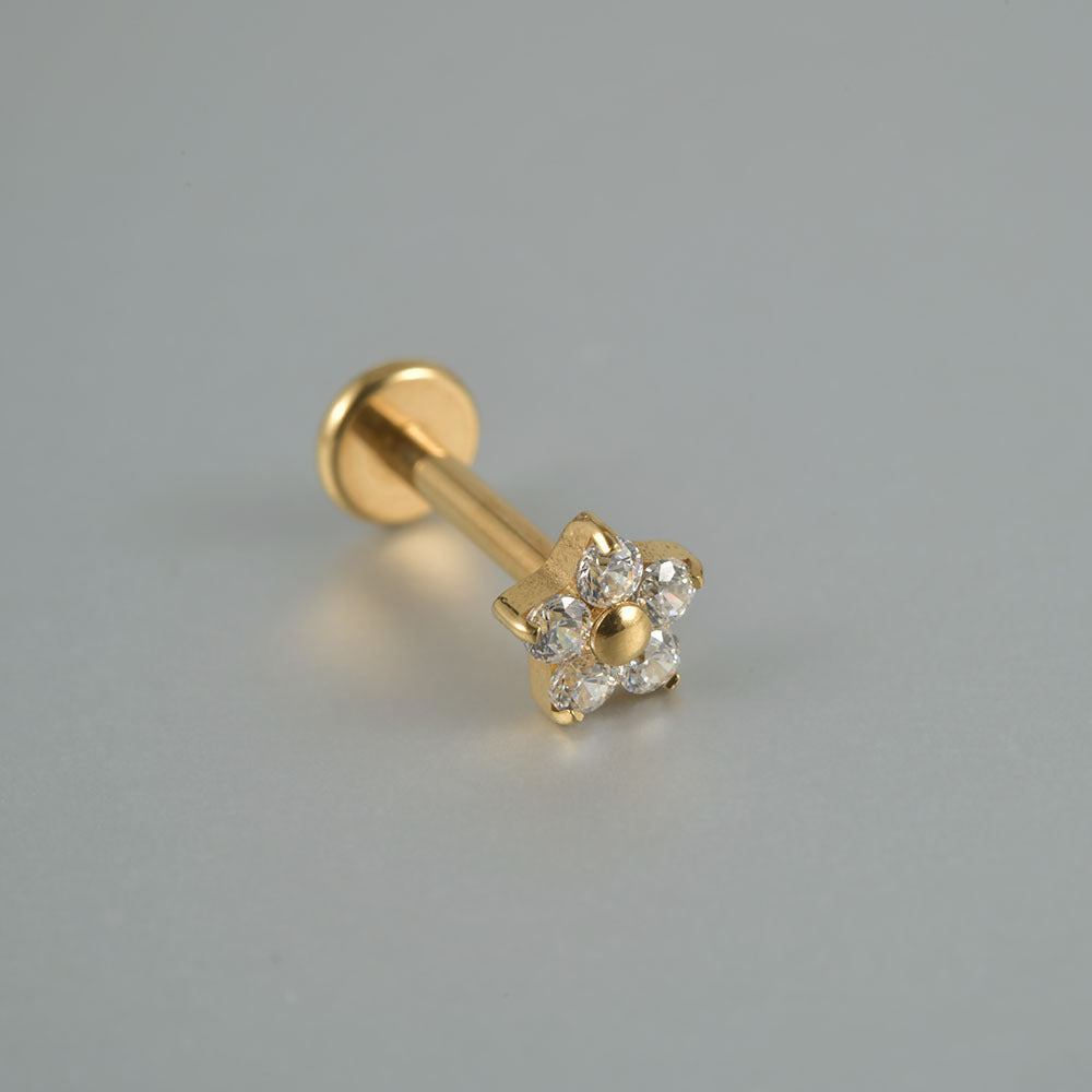 Small Flower 5 Zircon Stone Labret Tragus Piercing Jewelry