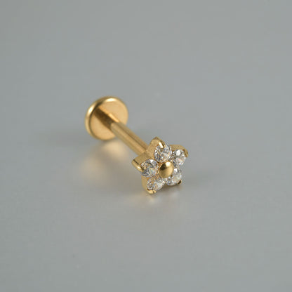 Small Flower 5 Zircon Stone Labret Tragus Piercing Jewelry