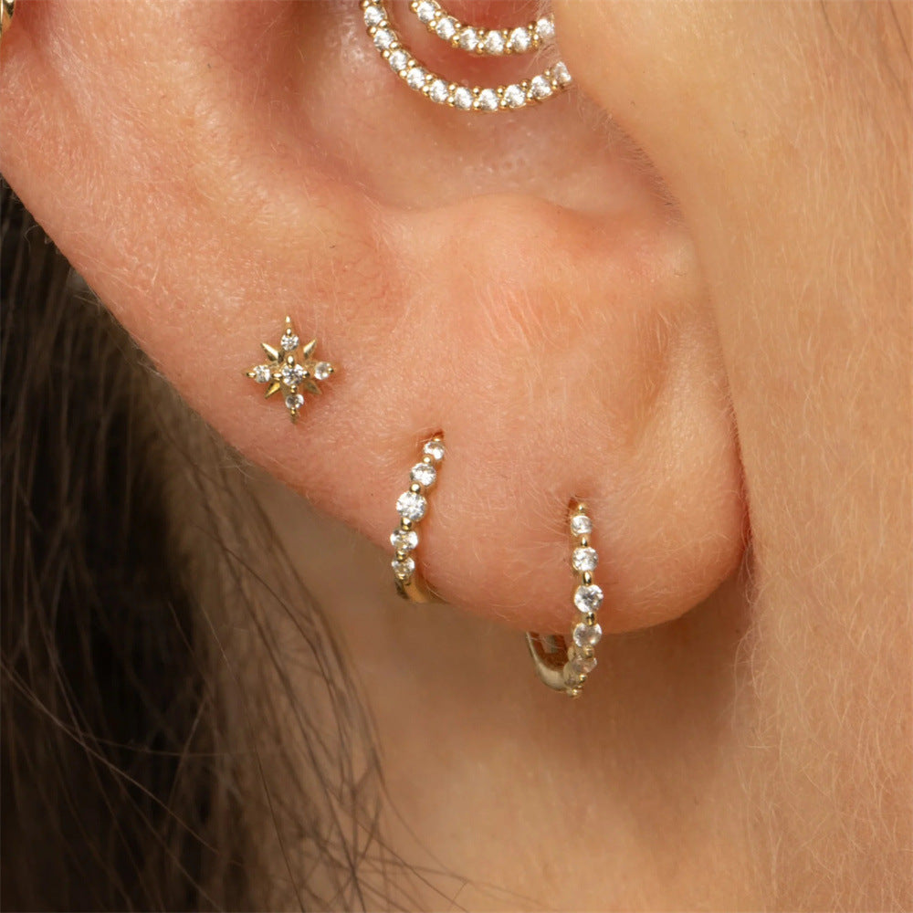 ASTM F136 Multi-Layer pendant zircon heart shape flatback ear Piercing Earring stud