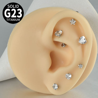 18G Star Heart Round crystal threadless Labret Ear Piercing
