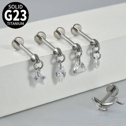 Star/Heart/Waterdrop Pendant Ear Rook Threadless Piercing