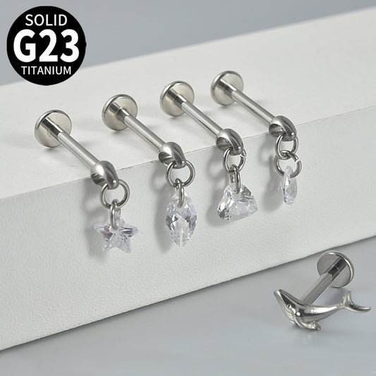 Star/Heart/Waterdrop Pendant Ear Rook Threadless Piercing