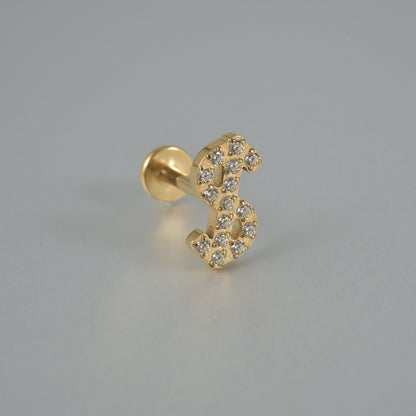 G23/F136 US DOLLAR Shape Zircon Sign Threadless Flatback Rook Ear Piercing