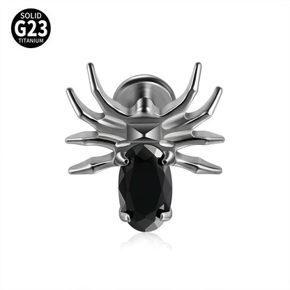 Black/Pink/Clear Zircon Spiders Threadless Ear stud Labret
