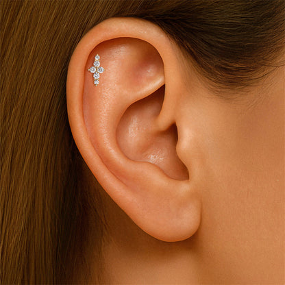 ASTM F136 Geometric Star Rhinestones Flat Back Cartilage Piercing Earrings