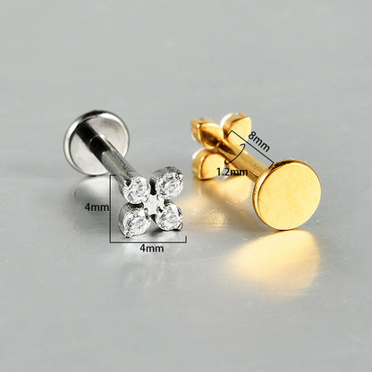 Four Leaf Flowers Flatback Threadless Labret Ear Piercing