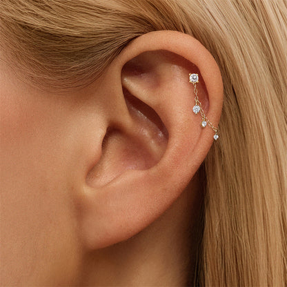 ASTM F136 Moissanite Tassel Pendant Cartilage Chain Piercing Earrings accessories