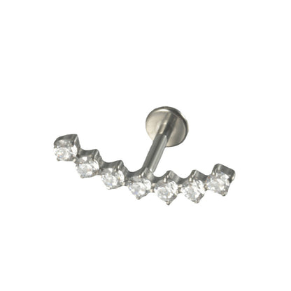 Big Long Seven / Nine Crystal stones Curved Threadless Tragus Ear Piercing