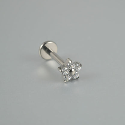 Small Flower 5 Zircon Stone Labret Tragus Piercing Jewelry