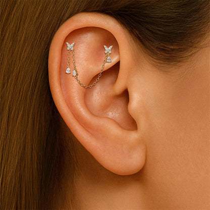 ASTM F136 Moissanite Tassel Pendant Cartilage Chain Piercing Earrings accessories