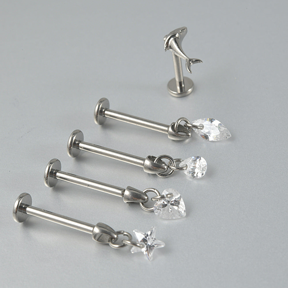 Star/Heart/Waterdrop Pendant Ear Rook Threadless Piercing