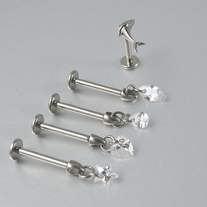 Star/Heart/Waterdrop Pendant Ear Rook Threadless Piercing