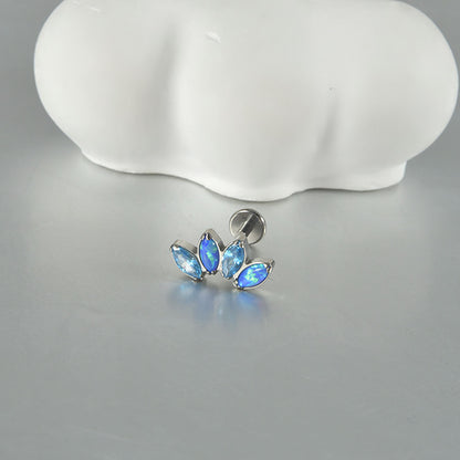 16G Opal Stone Crown Flower shape Labret Ear Piering