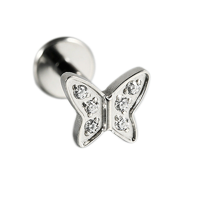 G23 Mulit Little Stone Butterfly Threadless Flatback Labret Ear Piercing