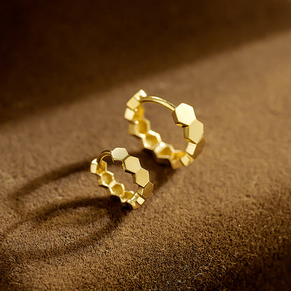 18K/14K Solid Gold Geometric Polished Drop Earrings – Minimalist Luxury Design