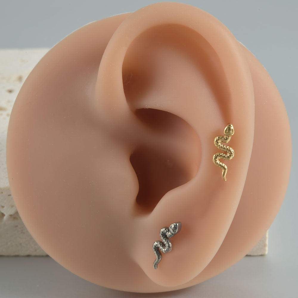 Cute Snake Flatback Threadless Lip Ring Labret Ear Piercing