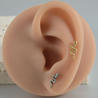 Cute Snake Flatback Threadless Lip Ring Labret Ear Piercing