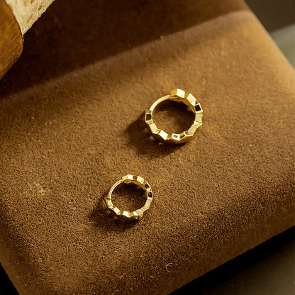 18K/14K Solid Gold Geometric Polished Drop Earrings – Minimalist Luxury Design