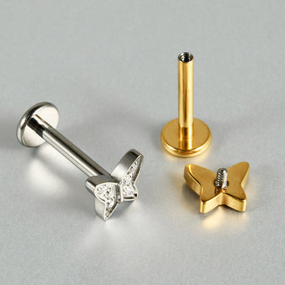 G23 Mulit Little Stone Butterfly Threadless Flatback Labret Ear Piercing