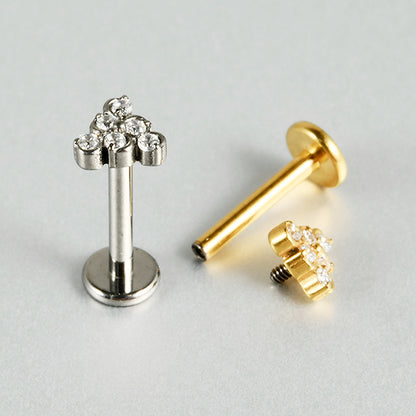 Little Triangle CZ stone Flatback Threadless Labret Ear piercings