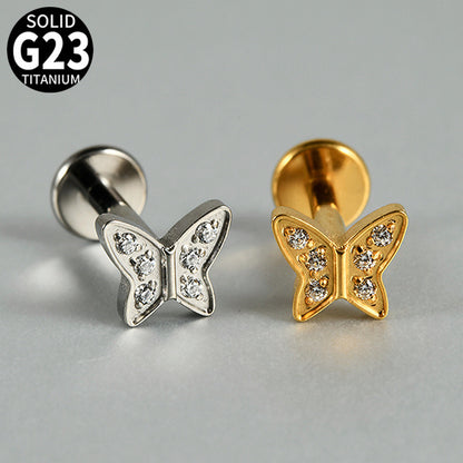 G23 Mulit Little Stone Butterfly Threadless Flatback Labret Ear Piercing