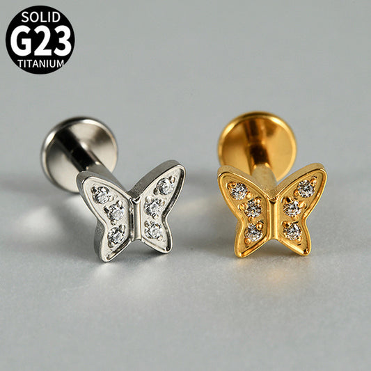 G23 Mulit Little Stone Butterfly Threadless Flatback Labret Ear Piercing