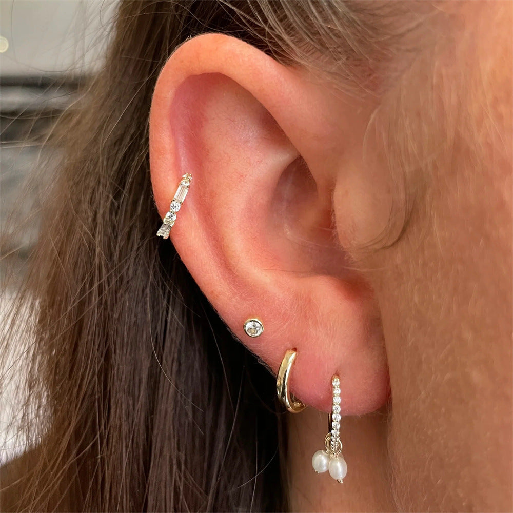 ASTM F136 Multi-Layer pendant zircon heart shape flatback ear Piercing Earring stud