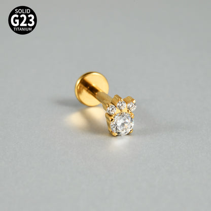 Cute Dog pet footprint zircon stone flatback labret ear piercing