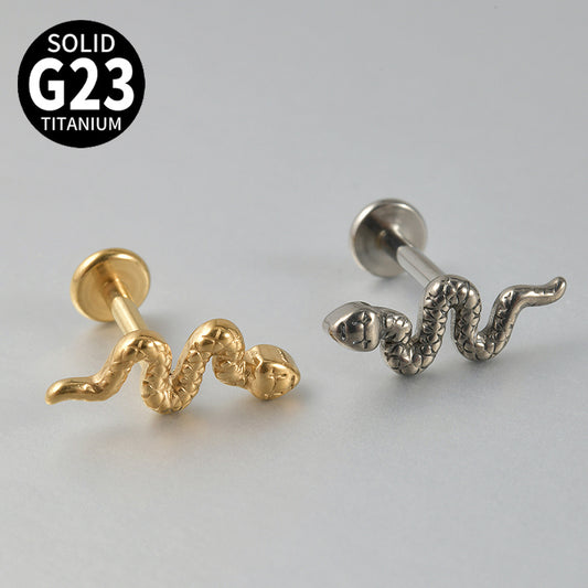 Cute Snake Flatback Threadless Lip Ring Labret Ear Piercing
