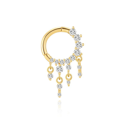 ASTM F136 Zircon Classic Tassel drop pendant Nose ring Clicker Ear Daith Piercing