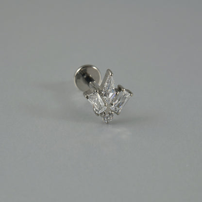 Square CZ Zircon stone Threadless flatback Lip stud Ear piercing