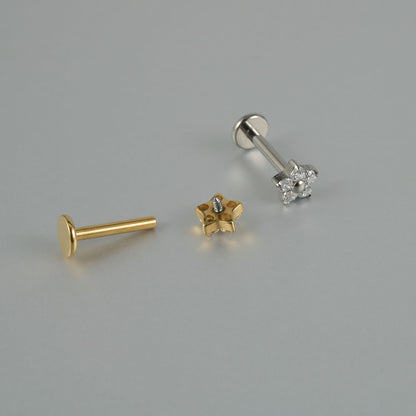 Small Flower 5 Zircon Stone Labret Tragus Piercing Jewelry