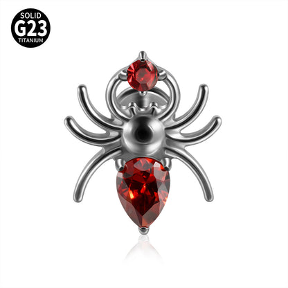 Black/Pink/Clear Zircon Spiders Threadless Ear stud Labret