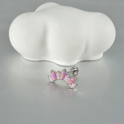 16G Opal Stone Crown Flower shape Labret Ear Piering