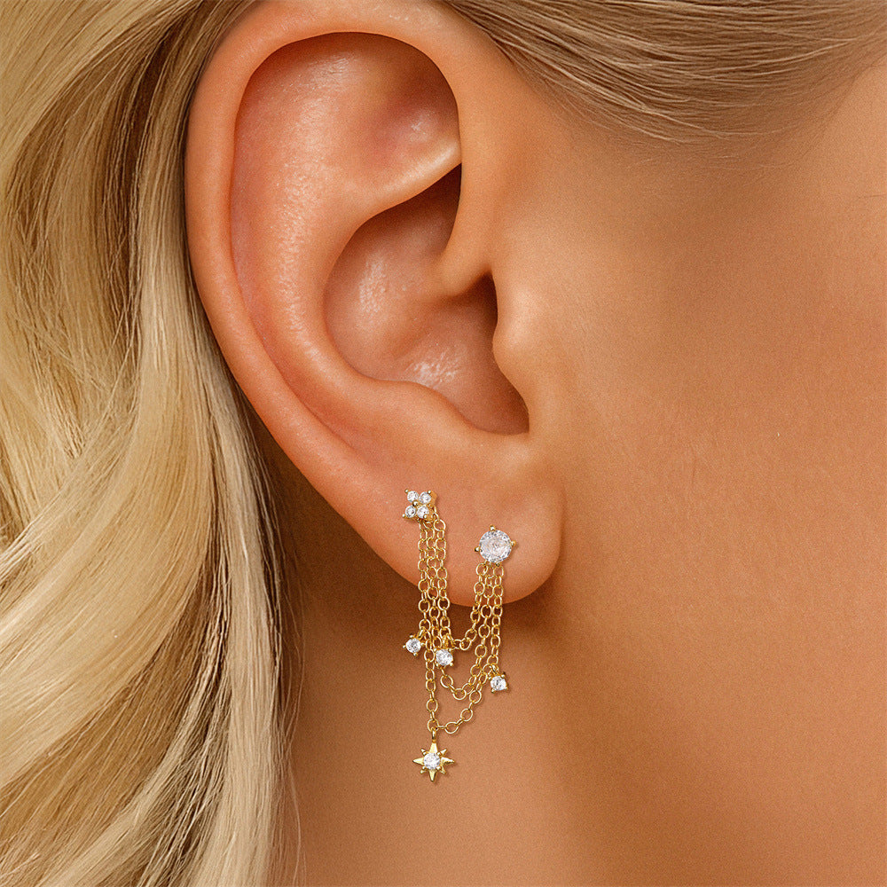 ASTM F136 multi-layers Waterdrop Tassel Pendant Cartilage Chain Piercing Earrings Accessories
