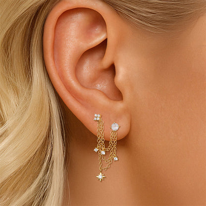 ASTM F136 multi-layers Waterdrop Tassel Pendant Cartilage Chain Piercing Earrings Accessories