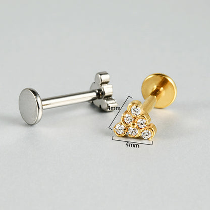 Little Triangle CZ stone Flatback Threadless Labret Ear piercings