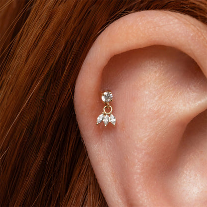 ASTM F136 Multi-Layer pendant zircon heart shape flatback ear Piercing Earring stud