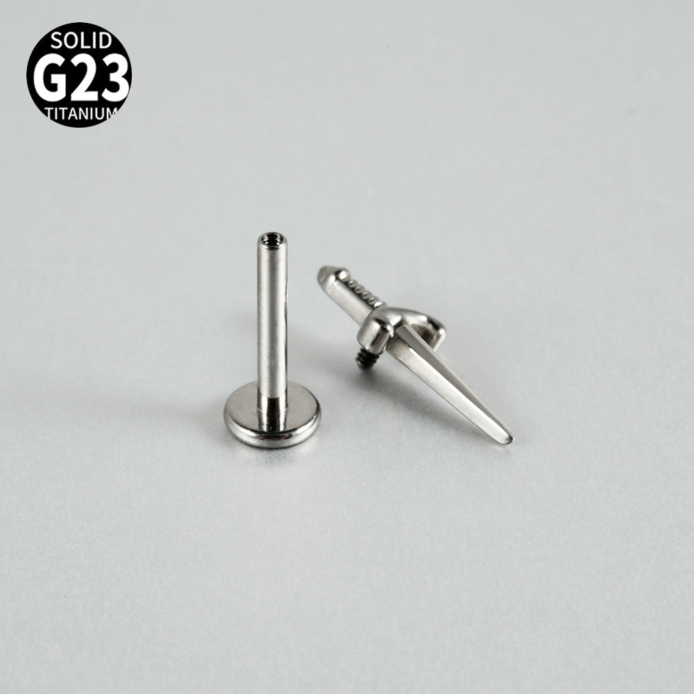 G23 Little Sword Labret Ear Piercing Threadless Flatback Jewelry