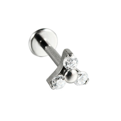 Triangle Flower Zircon Stone Threadless Flatback Labret Ear Piercings