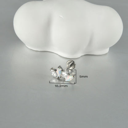 16G Opal Stone Crown Flower shape Labret Ear Piering